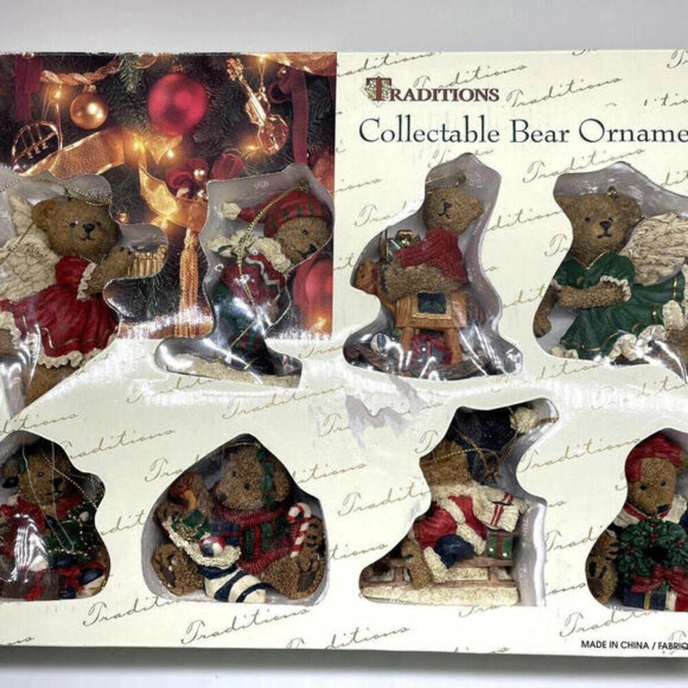 Collectible Bear Ornaments Set of 8 Brand NEW Vintage Christmas Traditions
